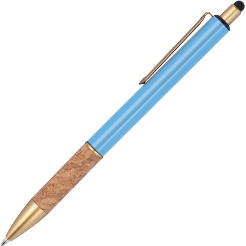 Kugelschreiber mit Korkgriffzone (Art.-Nr. CA686115) - Kugelschreiber aus Metall mit goldenen...