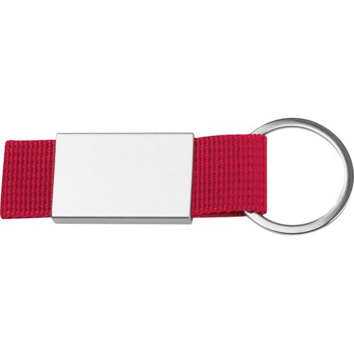 Schlüsselanhänger mit farbigem Stoffbändchen (Art.-Nr. CA693345) - Schlüsselanhänger mit farbigem Stoffb...