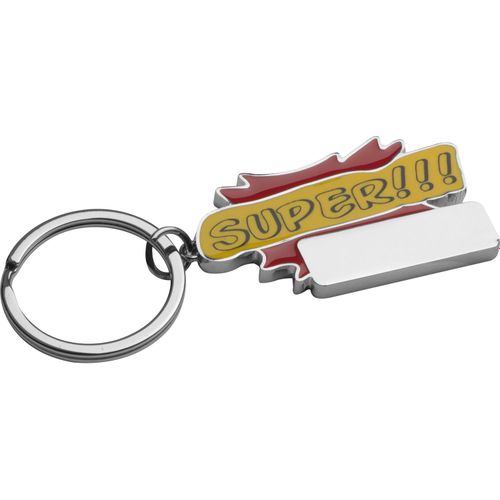 Schlüsselanhänger Super!!! (Art.-Nr. CA724688) - Schlüsselanhänger aus Metall mit farbl...