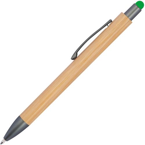 Bambuskugelschreiber mit Touchfunktion (Art.-Nr. CA733089) - Bambuskugelschreiber mit blau schreibend...