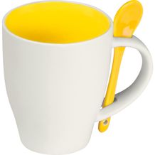 Tasse aus Porzellan mit Löffel, 250ml (gelb) (Art.-Nr. CA757131)
