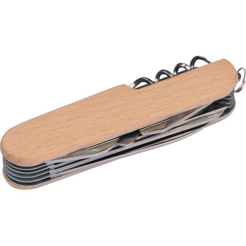 Taschenmesser aus Edelstahl mit Holzummantelung (Art.-Nr. CA760321) - 11 teiliges Taschenmesser aus Edelstahl...