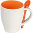 Tasse aus Porzellan mit Löffel, 250ml (orange) (Art.-Nr. CA791523)