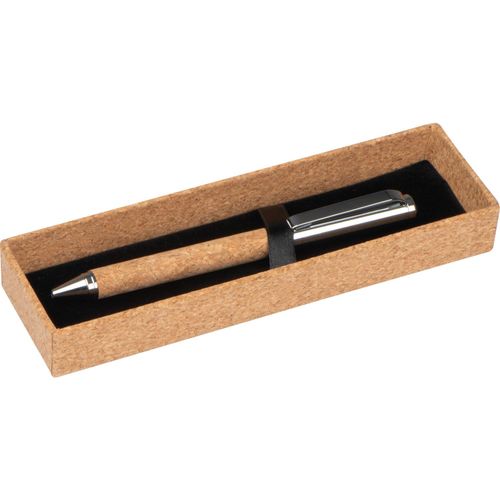 Kugelschreiber aus Metall und Kork (Art.-Nr. CA806536) - Hochwertiger Drehkugelschreiber aus...