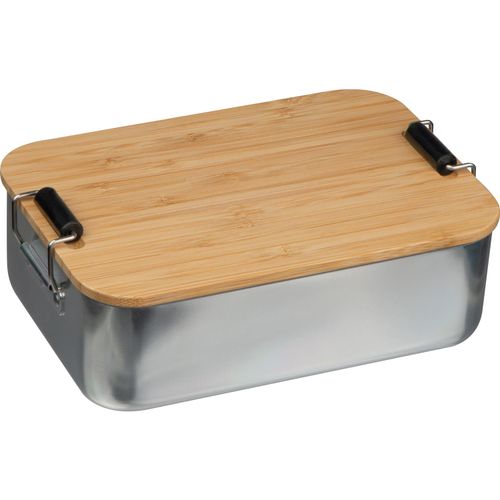 Brotzeitbox aus Aluminium mit Bambusdeckel (Art.-Nr. CA810415) - Langlebige Brotzeitdose aus Aluminium...