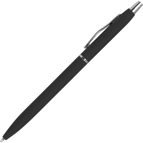 Kugelschreiber mit schwarzer Mine (Art.-Nr. CA821621) - Schlanker, gummierter Metallkugelschreib...