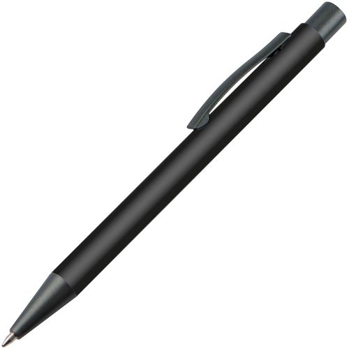 Matter Kugelschreiber mit Metallclip (Art.-Nr. CA857962) - Druckkugelschreiber mit blau schreibende...