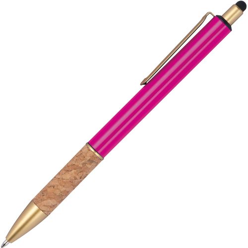 Kugelschreiber mit Korkgriffzone (Art.-Nr. CA870128) - Kugelschreiber aus Metall mit goldenen...