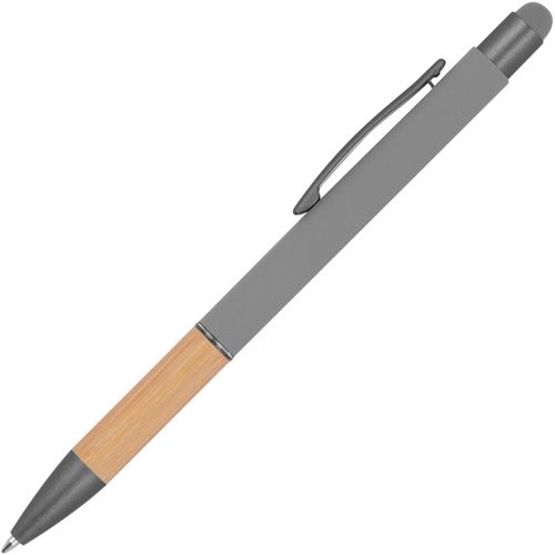 Kugelschreiber mit Griffzone aus Bambus (Art.-Nr. CA884180) - Kugelschreiber aus Aluminium mit blau...