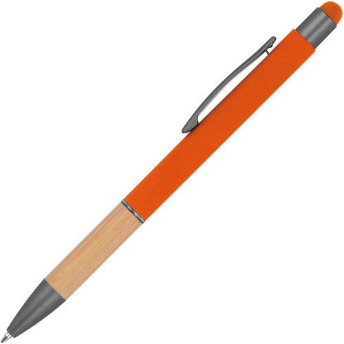 Kugelschreiber mit Griffzone aus Bambus (Art.-Nr. CA885494) - Kugelschreiber aus Aluminium mit blau...