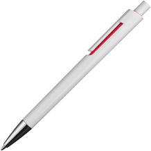 Weißer Kugelschreiber mit farbigen Applikationen (Art.-Nr. CA887540)