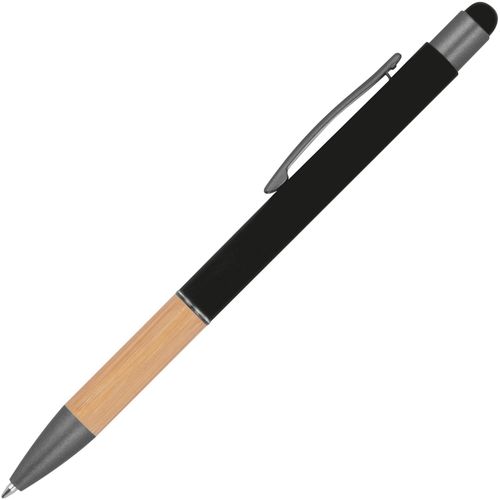 Kugelschreiber mit Griffzone aus Bambus (Art.-Nr. CA888996) - Kugelschreiber aus Aluminium mit blau...