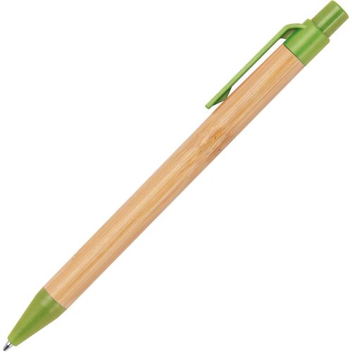Kugelschreiber aus Weizenstroh und Bambus (Art.-Nr. CA890941) - Druckkugelschreiber aus Bambus mit...