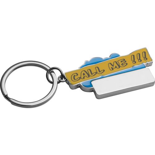 Schlüsselanhänger Call me!!! (Art.-Nr. CA892749) - Schlüsselanhänger aus Metall mit farbl...