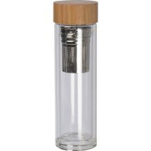 Vakuum Borosilikat Glasflasche mit Teesieb, 420ml (transparent) (Art.-Nr. CA935133)