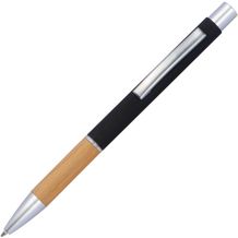Aluminium Kugelschreiber mit Bambusgriffzone (Schwarz) (Art.-Nr. CA950565)