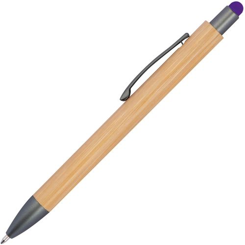 Bambuskugelschreiber mit Touchfunktion (Art.-Nr. CA978488) - Bambuskugelschreiber mit blau schreibend...