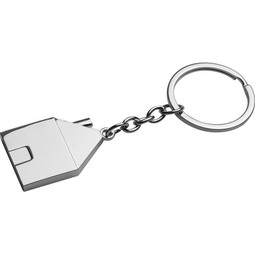 Metall Schlüsselanhänger in Hausform (Art.-Nr. CA981151) - Metall Schlüsselanhänger in Form eines...