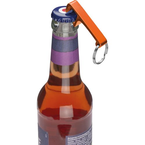 Schlüsselanhänger mit Flaschenöffner (Art.-Nr. CA981225) - Schlüsselanhänger aus Metall mit Flasc...