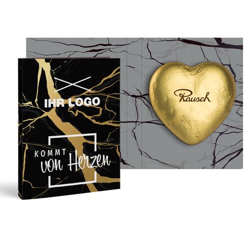 "Rausch Plantagen" Schokoladen-Herz in Klappkarte groß (Art.-Nr. CA047829) - Die Schokoladen-Herzen in Gold oder Rot...
