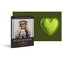 Werbekarte mit Lindt Schokoladen Herz 20 g (grün / 4c Euroskala) (Art.-Nr. CA183483)