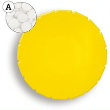 Super Mini Clic Clac Box (PMS Yellow C, ohne Druck, Pfefferminztabletten weiß) (Art.-Nr. CA609857)