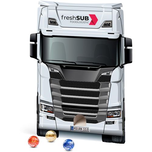 Lindt Lindor Adventsspender "LKW" (Art.-Nr. CA797304) - In die seitliche Öffnung drücken u...