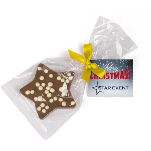 Schoko Weihnachtsstern (Art.-Nr. CA932017) - Stern aus edler Schokolade in Zartbitter...