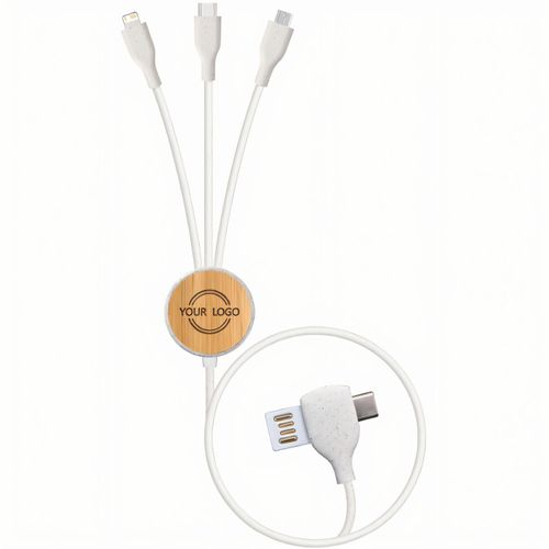 C&A Ladekabel 'ECO Cable Bamboo' (Art.-Nr. CA129731) - 3in1 USB-Ladekabel aus Bambus, ökologis...