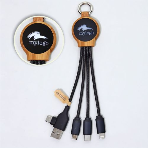 C&A Ladekabel "ECO Cable LED Round Bamboo" (Art.-Nr. CA789882) - USB-Ladekabel aus recycelten PET-Flasche...