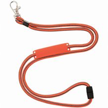 Polyester Schnur Schlüsselband mit Sicherheitsverschluss und mit Namensschild (orange) (Art.-Nr. CA215047)