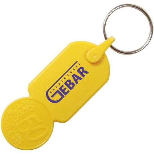 Schlüsselanhänger mit ? 0,50 Einkaufswagen-Münze (Art.-Nr. CA244017) - Kunststoff Schlüsselanhänger Einkaufsw...
