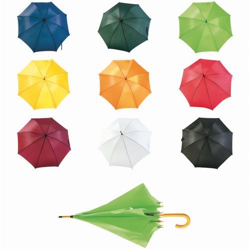 Regenschirm mit Stiel und Griff aus gebogenem Holz Polyester P-190T (Art.-Nr. CA257657) - Regenschirm mit Stiel und Griff aus...