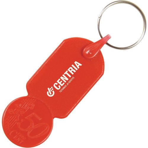 Schlüsselanhänger mit ? 0,50 Einkaufswagen-Münze (Art.-Nr. CA266050) - Kunststoff Schlüsselanhänger Einkaufsw...