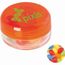 Runde Plastikdose mit farbigem Deckel gefüllt mit ca. 12 gr. Jelly Beans TAMPONDRUCK (orange) (Art.-Nr. CA305256)