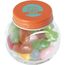 Bonbonglas mini gefüllt mit ca. 40 gr. Jelly Beans mit farbigem Deckel (orange) (Art.-Nr. CA486749)