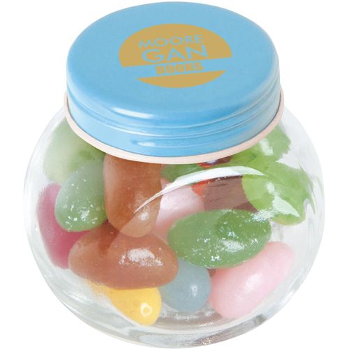 Bonbonglas mini gefüllt mit ca. 40 gr. Jelly Beans mit farbigem Deckel (Art.-Nr. CA493227) - Bonbonglas mini gefüllt mit ca. 40 gr...