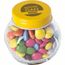 Bonbonglas mini gefüllt mit ca. 40 gr. Schokocarletties mit farbigem Deckel (gelb) (Art.-Nr. CA564593)