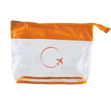 Kulturtasche transparent mit farbiger Biese (orange) (Art.-Nr. CA696005)