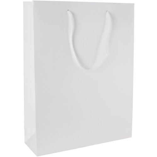 Glanz-laminierte Papiertasche weiß 220x100x275 mm (Art.-Nr. CA717519) - Glanz-laminierte Papiertasche wei...