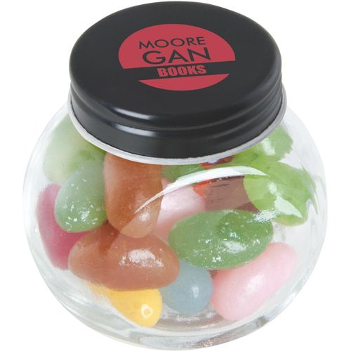 Bonbonglas mini gefüllt mit ca. 40 gr. Jelly Beans mit farbigem Deckel (Art.-Nr. CA812482) - Bonbonglas mini gefüllt mit ca. 40 gr...