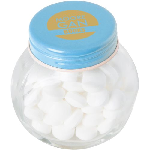 Bonbonglas mini gefüllt mit ca. 40 gr. Mints mit farbigem Deckel (Art.-Nr. CA828965) - Bonbonglas mini gefüllt mit ca. 40 gr...