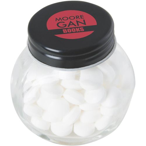Bonbonglas mini gefüllt mit ca. 40 gr. Mints mit farbigem Deckel (Art.-Nr. CA877829) - Bonbonglas mini gefüllt mit ca. 40 gr...