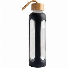 Glasflasche 600 ml, mit Bambusverschluss (Schwarz) (Art.-Nr. CA928354)