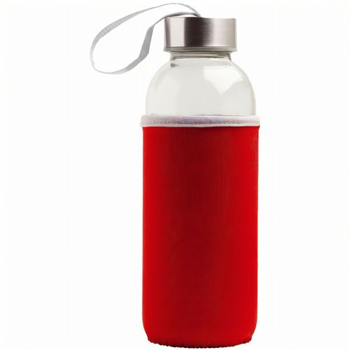 Glasflasche mit Neoprendeckel 500 ml, versehen mit Silber farbigen Metallkappe (Art.-Nr. CA942890) - Glasflasche mit Neoprendeckel 500 ml,...
