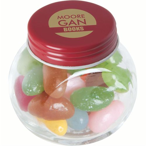 Bonbonglas mini gefüllt mit ca. 40 gr. Jelly Beans mit farbigem Deckel (Art.-Nr. CA950206) - Bonbonglas mini gefüllt mit ca. 40 gr...