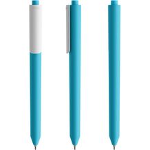 Pigra P03 Soft Touch Push Kugelschreiber (hellblau-weiß) (Art.-Nr. CA381146)