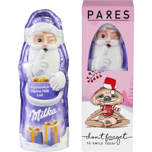 Milka Weihnachtsmann in Geschenkbox (Art.-Nr. CA187237) - Milka Weihnachtsmann, Hohlfigur, verpack...