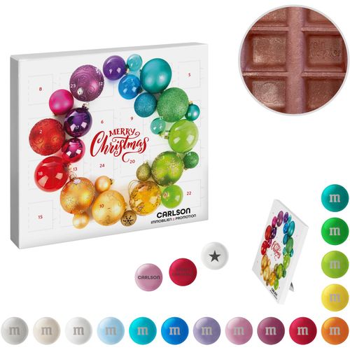 reinpapier® Mini-Adventskalender mit personalisierten M&M'S® Schokolinsen (Art.-Nr. CA215463) - Tisch-Adventskalender, quadratisch mit...