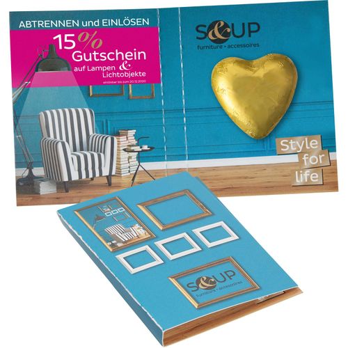 Süßes Briefchen mit Standard-Schokoladenherz (Art.-Nr. CA247849) - Faltkarte mit individuellem Außen- un...